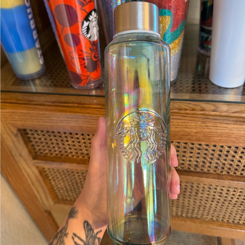 Glass iridescent Starbucks water bottle